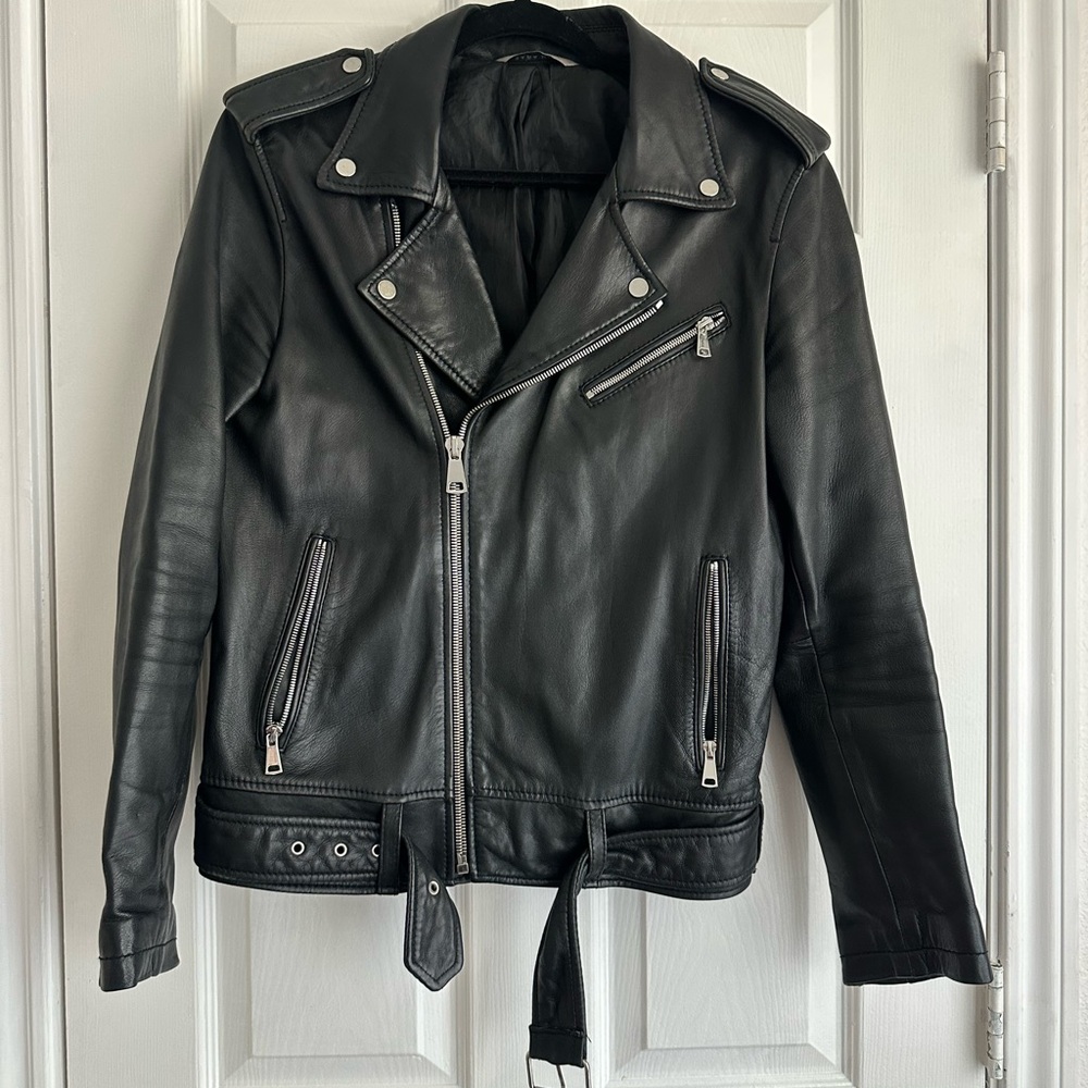 Zara MEN Black Faux Leather Moto Jacket